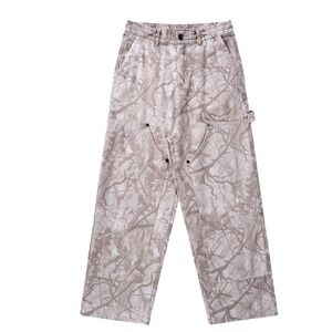 YoungLA Carpenter Pants Men Large Tan Tree Camo Double Knee Pockets Straight Leg